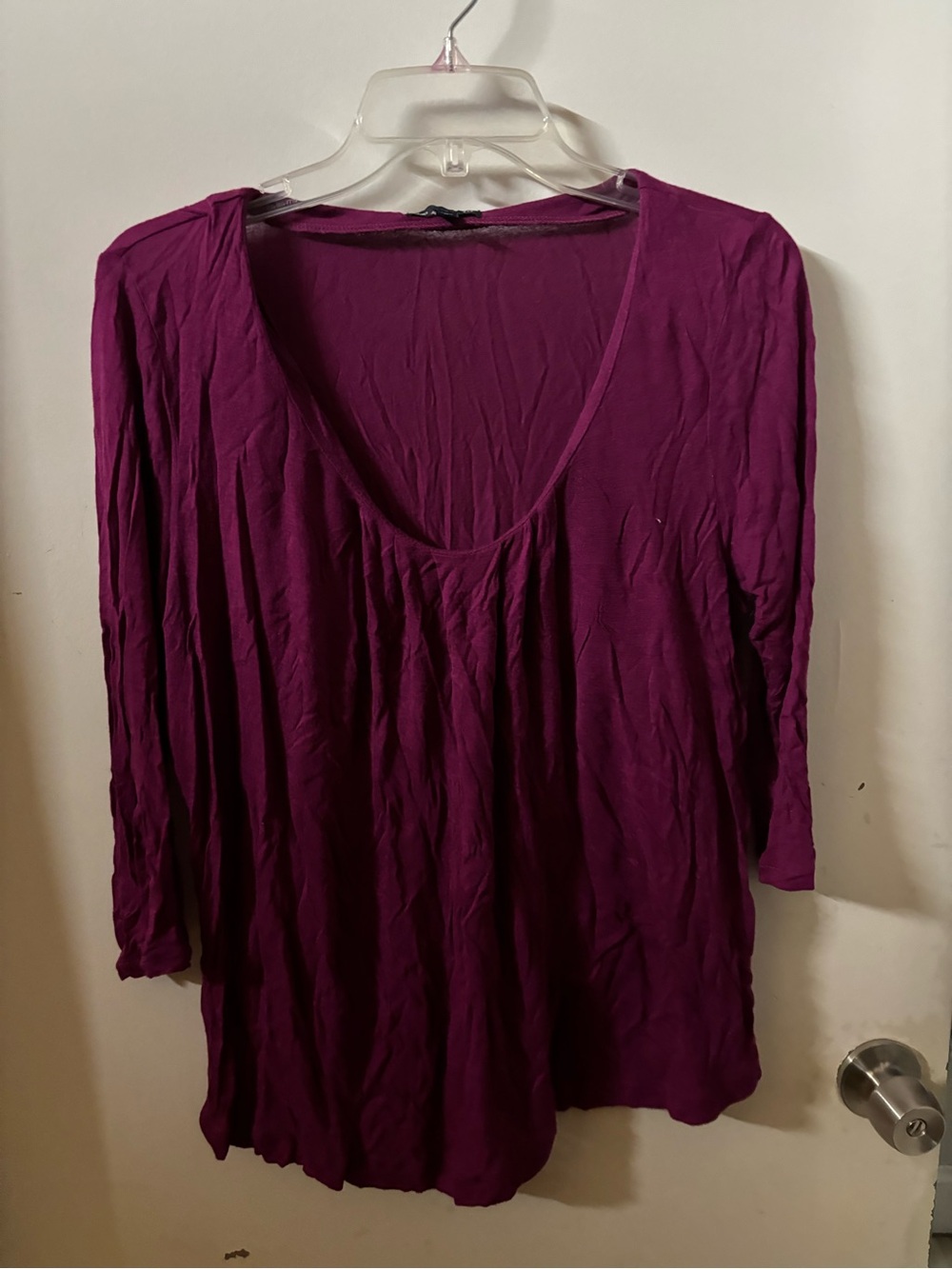 Women's Scoop Neck 1/2 Sleeve Top - Deep Plum